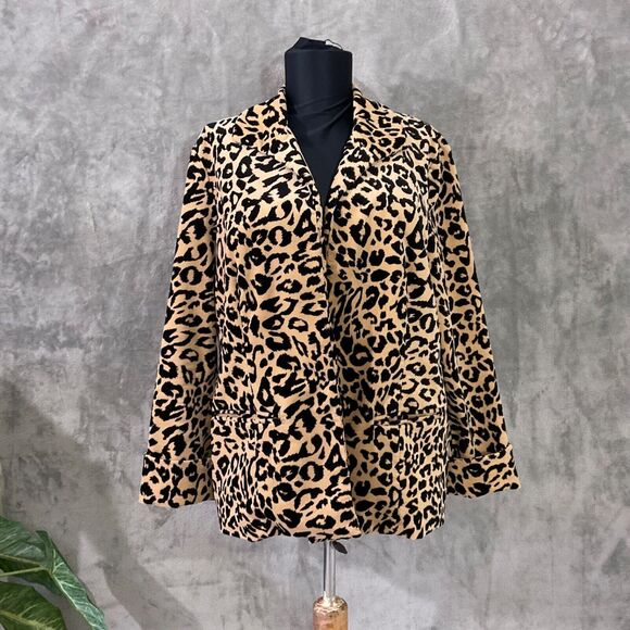 Chico's Jackets & Blazers - Chico's Blazer Womens Size 2-Large Cheetah Print One Button Bold Casual Jacket